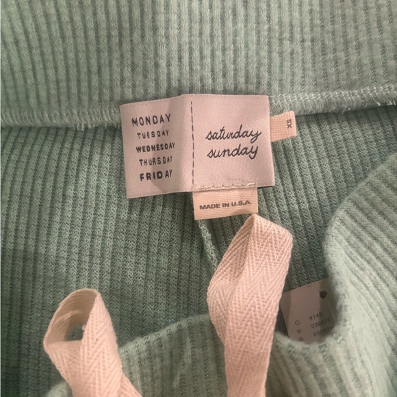 NWT Anthropologie Saturday Sunday Turquoise Ribbed Joggers Size XS. Tie Waist - Picture 4 of 8